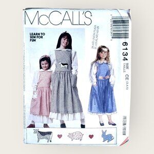 Vintage McCalls Sewing Pattern 6134 Girls Jumper Blouse Petticoat Appliques 3-5